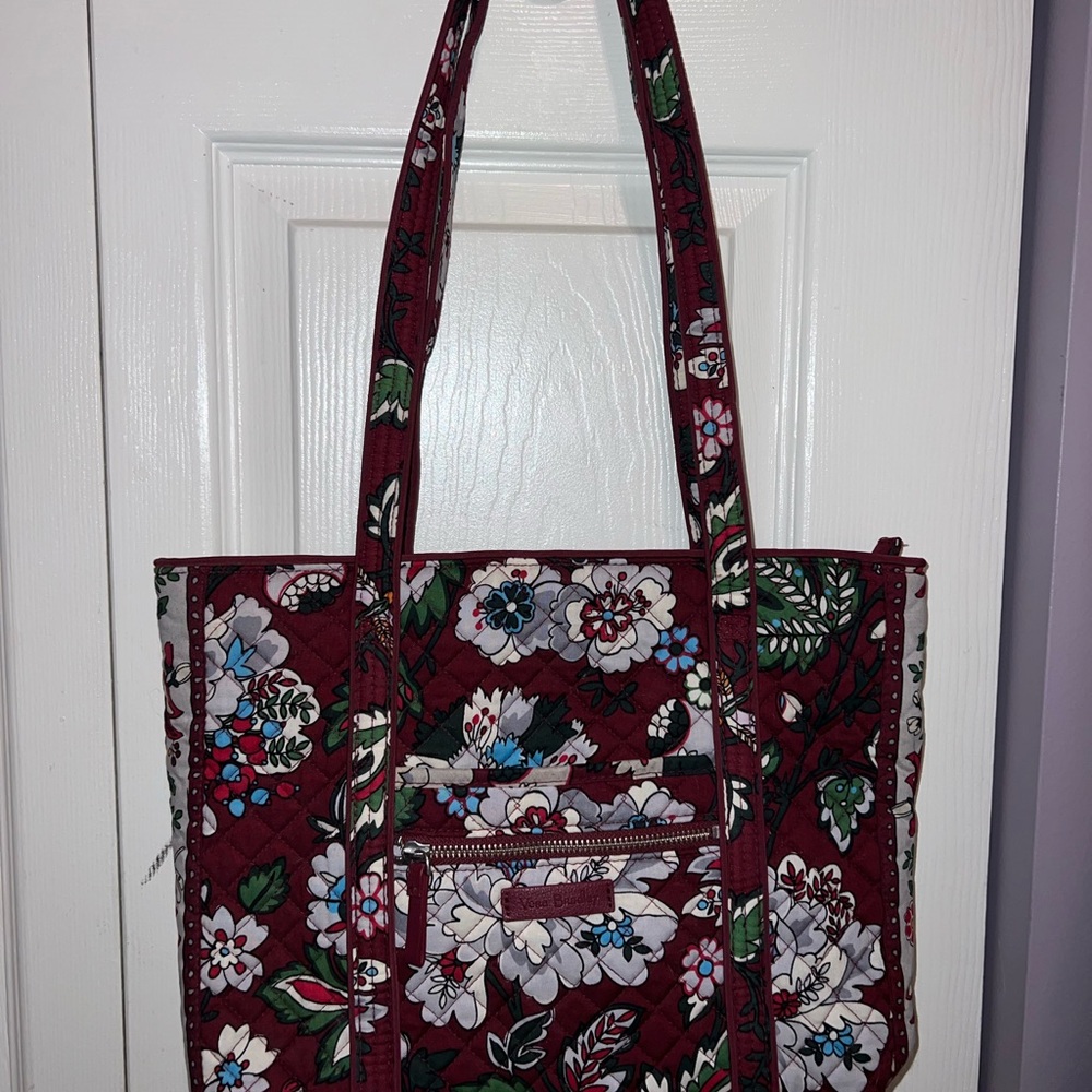 Vera Bradley Burgundy Floral Tote with Matching Wallet